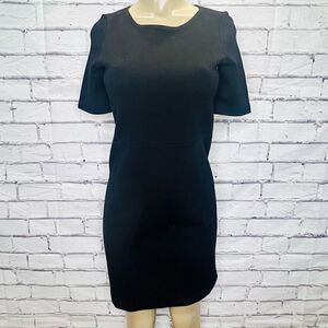 J. Crew Womens Black Wool Knee Length Short Sleeve Sheath Dress Size 4